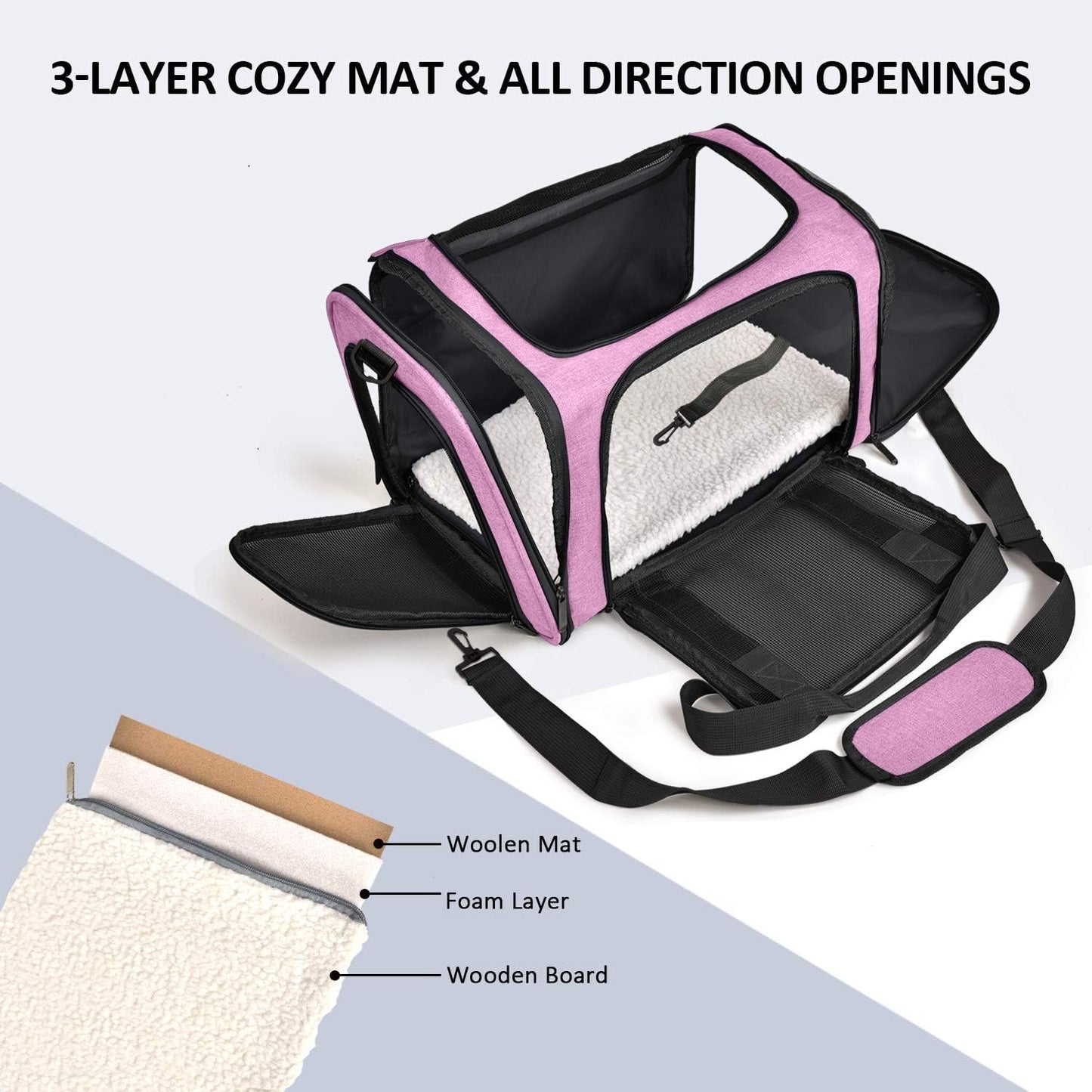 Henkelion Cat Carriers Dog Carrier Pet for Small Medium Cats Dogs Puppies up to 15 Lbs, TSA Airline Approved Soft Sided, Collapsible Travel Puppy - Black