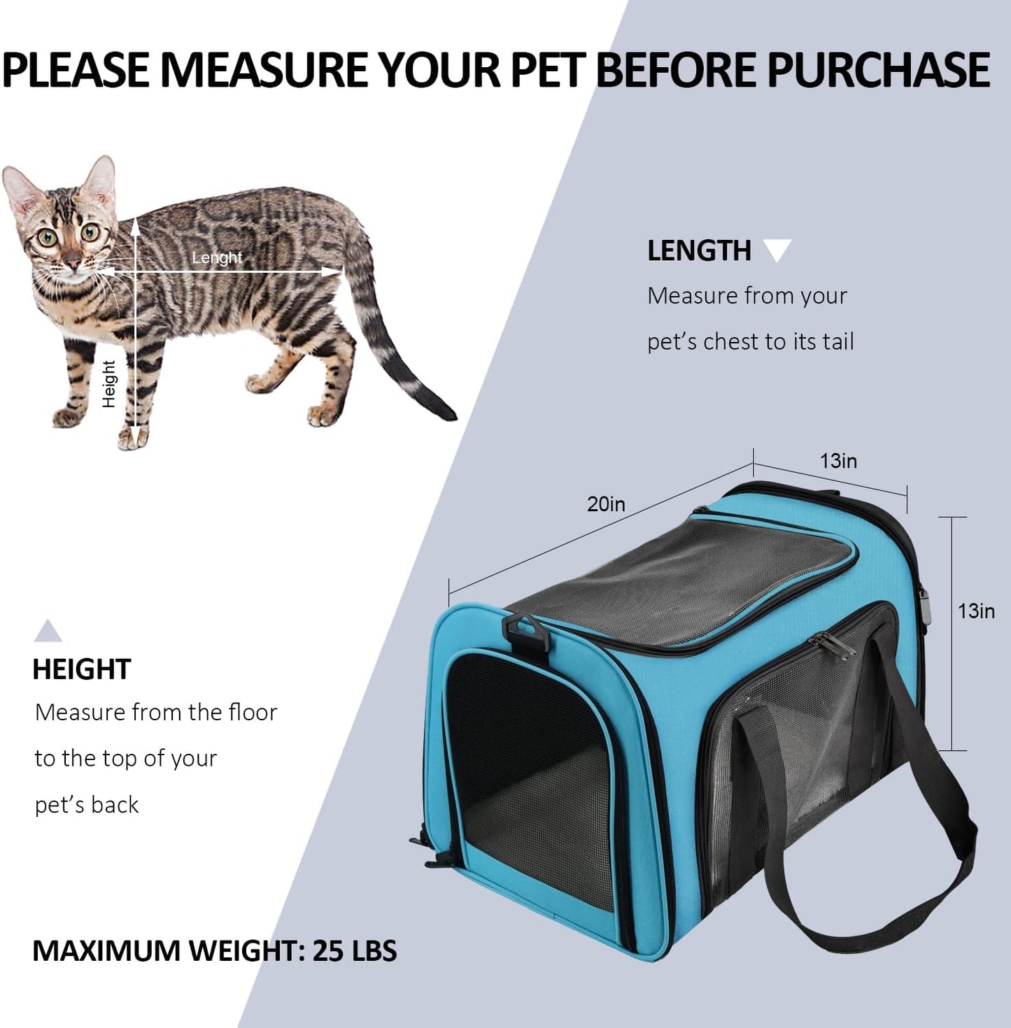Henkelion Cat Carriers Dog Carrier Pet for Small Medium Cats Dogs Puppies up to 15 Lbs, TSA Airline Approved Soft Sided, Collapsible Travel Puppy - Black