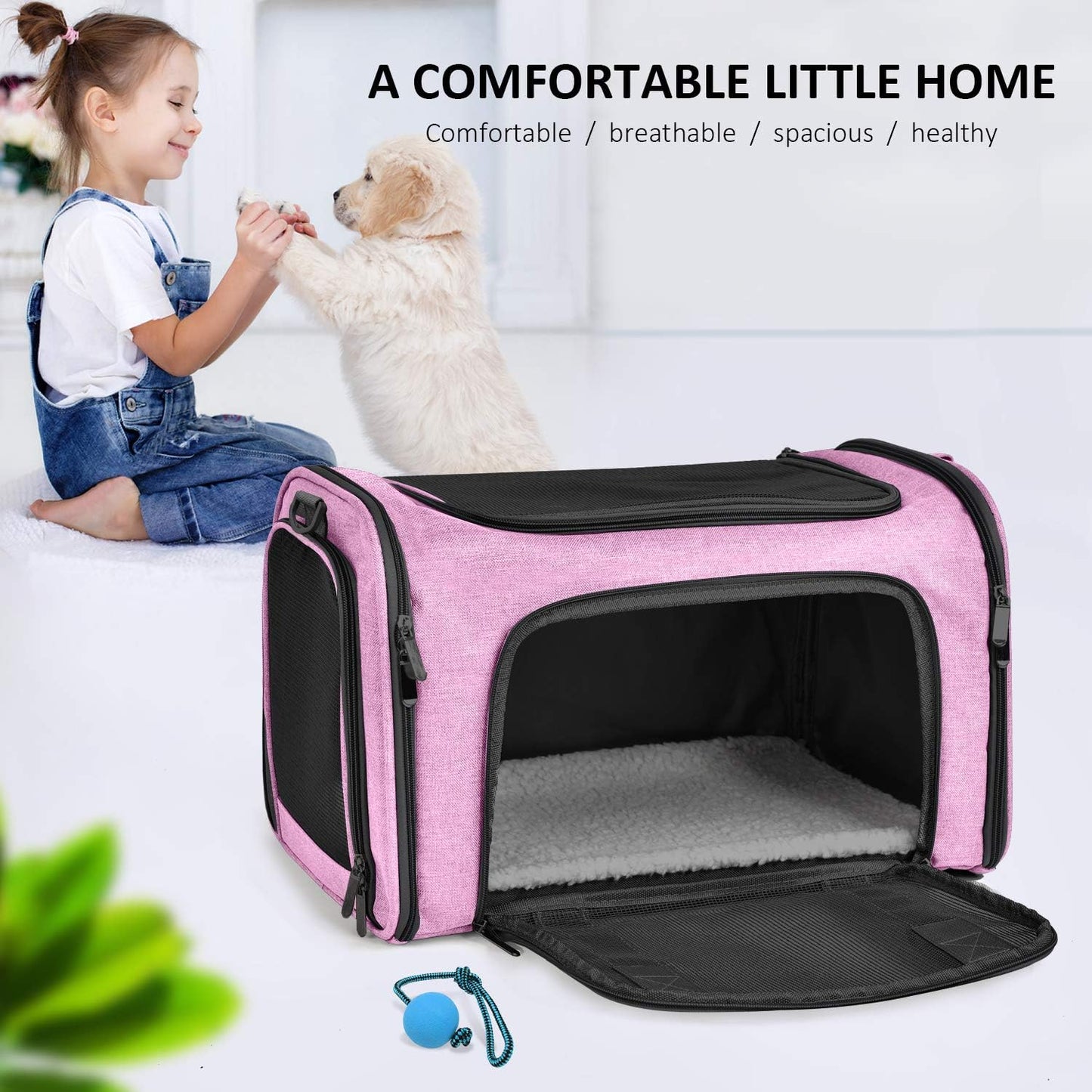 Henkelion Cat Carriers Dog Carrier Pet for Small Medium Cats Dogs Puppies up to 15 Lbs, TSA Airline Approved Soft Sided, Collapsible Travel Puppy - Black