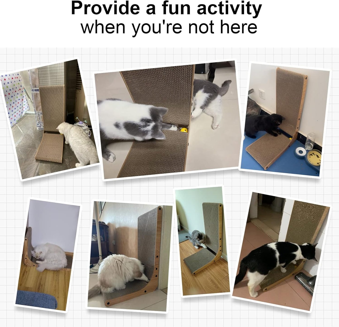 FUKUMARU Cat Scratcher, 26.8 Inch L Shape Cat Scratch Pad Wall Mounted, Cat Scratching Cardboard with Ball Toy for Indoor Cats