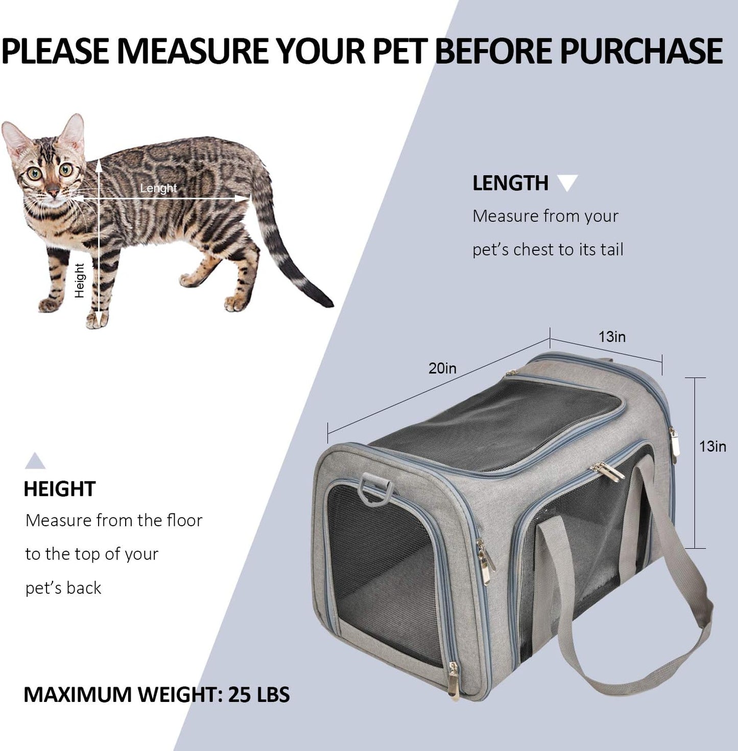 Henkelion Cat Carriers Dog Carrier Pet for Small Medium Cats Dogs Puppies up to 15 Lbs, TSA Airline Approved Soft Sided, Collapsible Travel Puppy - Black