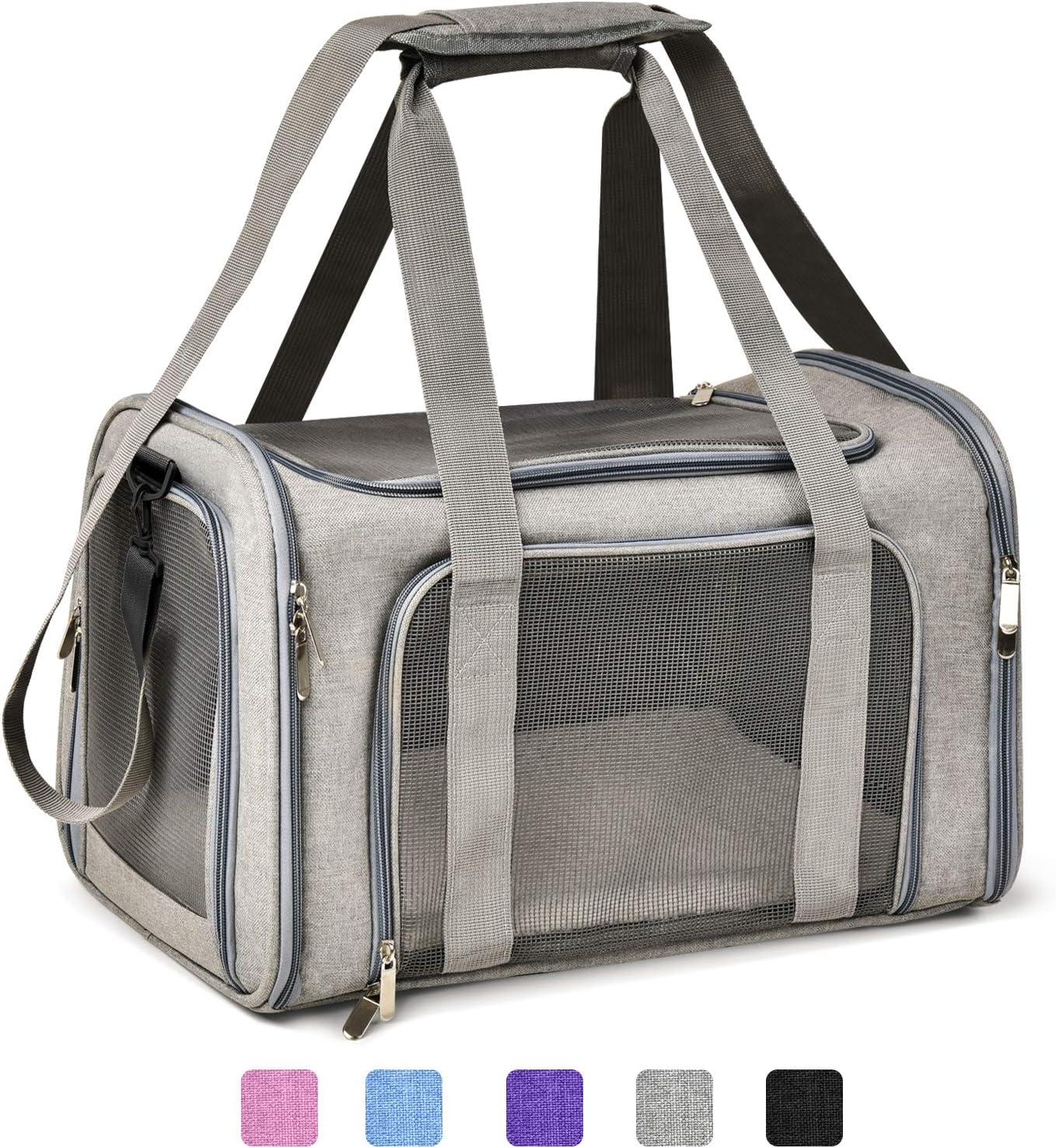 Henkelion Cat Carriers Dog Carrier Pet for Small Medium Cats Dogs Puppies up to 15 Lbs, TSA Airline Approved Soft Sided, Collapsible Travel Puppy - Black
