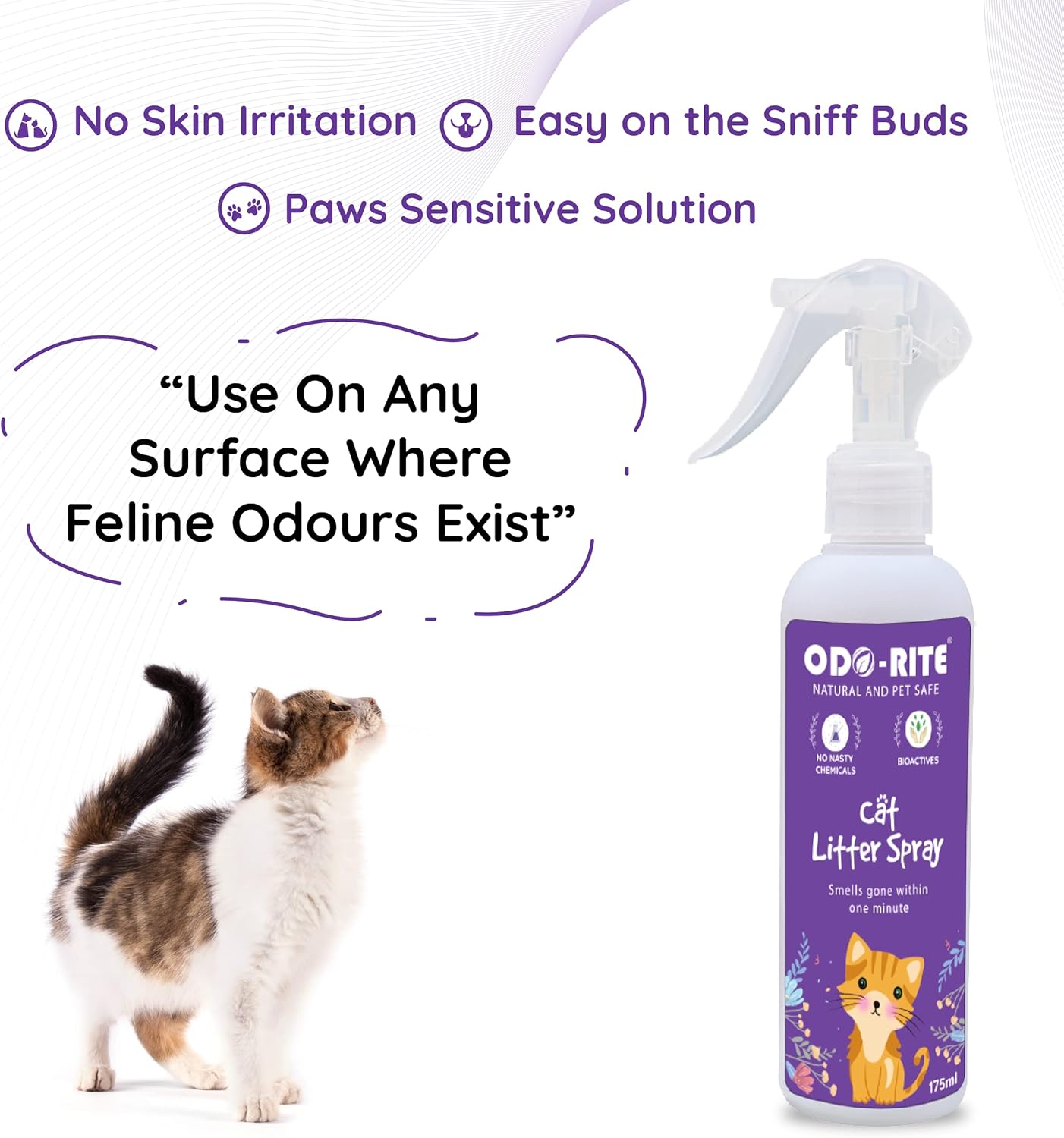 ODO-RITE Cat Litter Spray, Odour Eliminator (175 ml) Removes Smell from Litter Box
