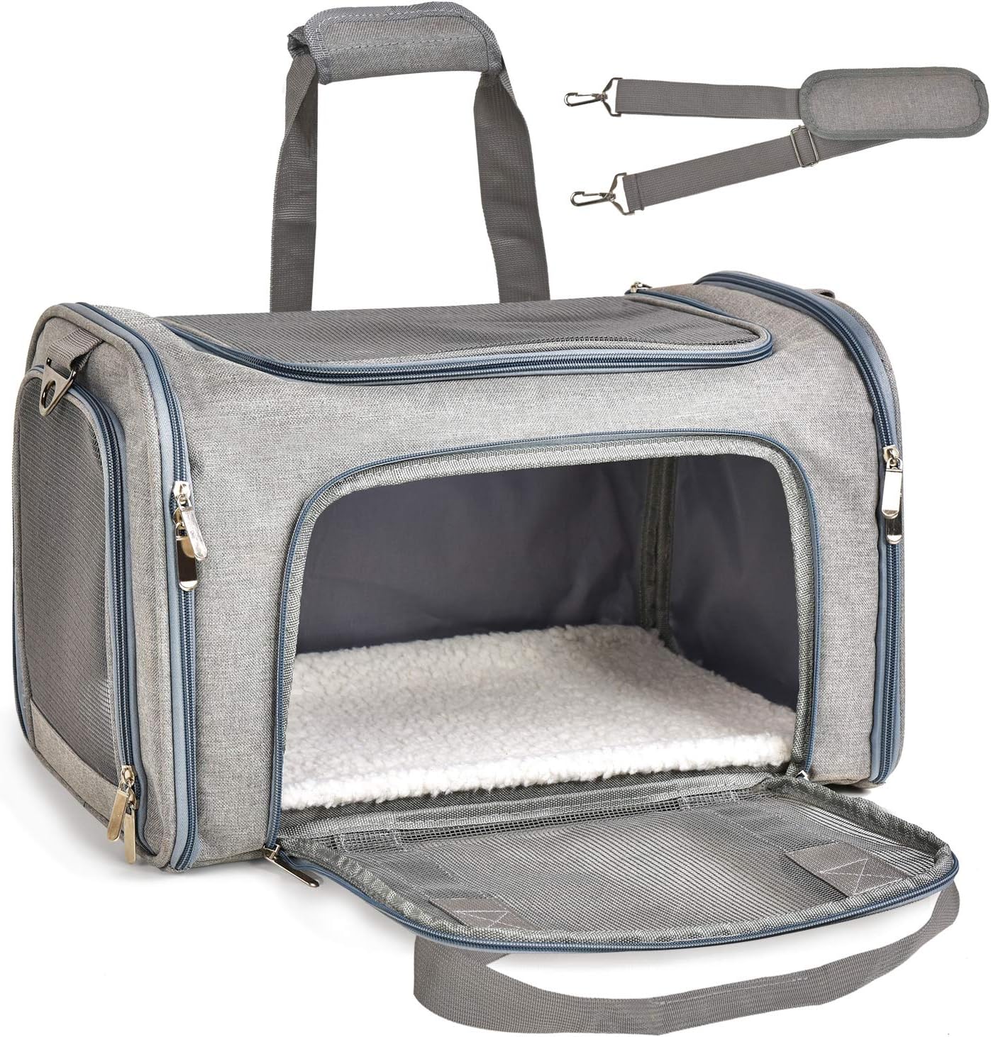 Henkelion Cat Carriers Dog Carrier Pet for Small Medium Cats Dogs Puppies up to 15 Lbs, TSA Airline Approved Soft Sided, Collapsible Travel Puppy - Black