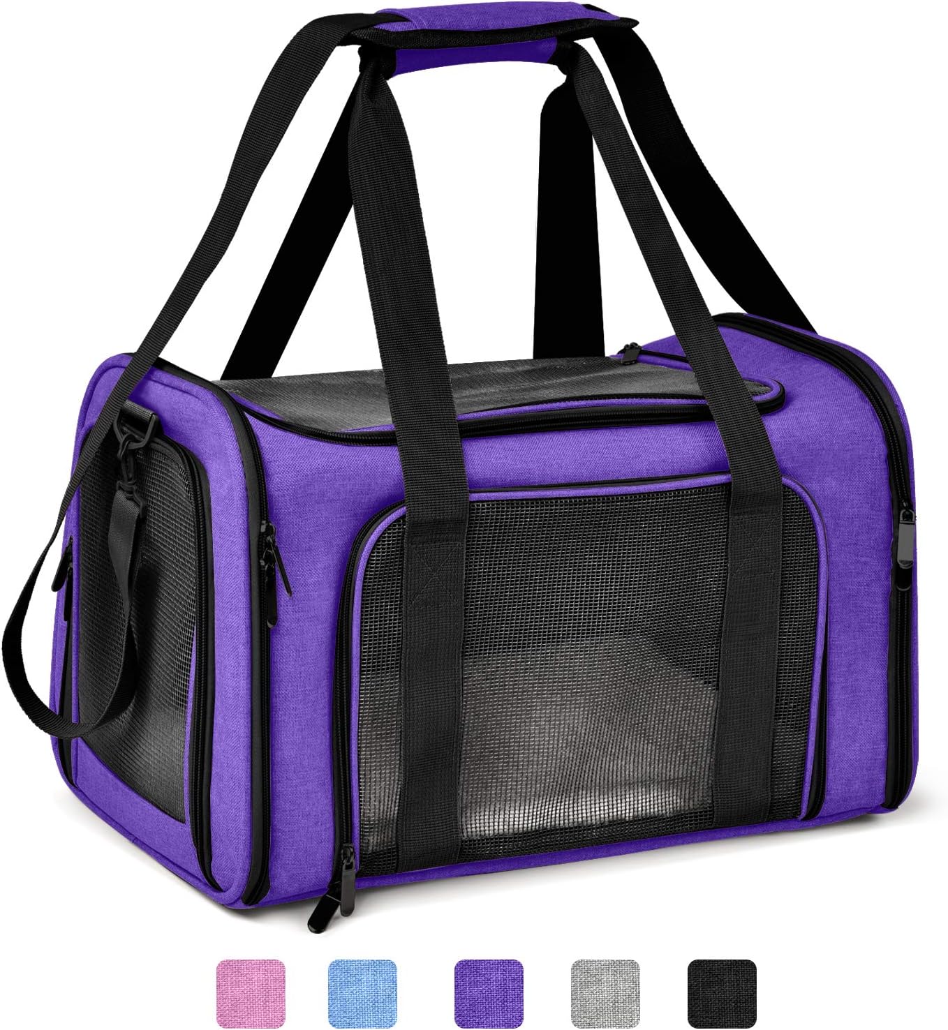 Henkelion Cat Carriers Dog Carrier Pet for Small Medium Cats Dogs Puppies up to 15 Lbs, TSA Airline Approved Soft Sided, Collapsible Travel Puppy - Black