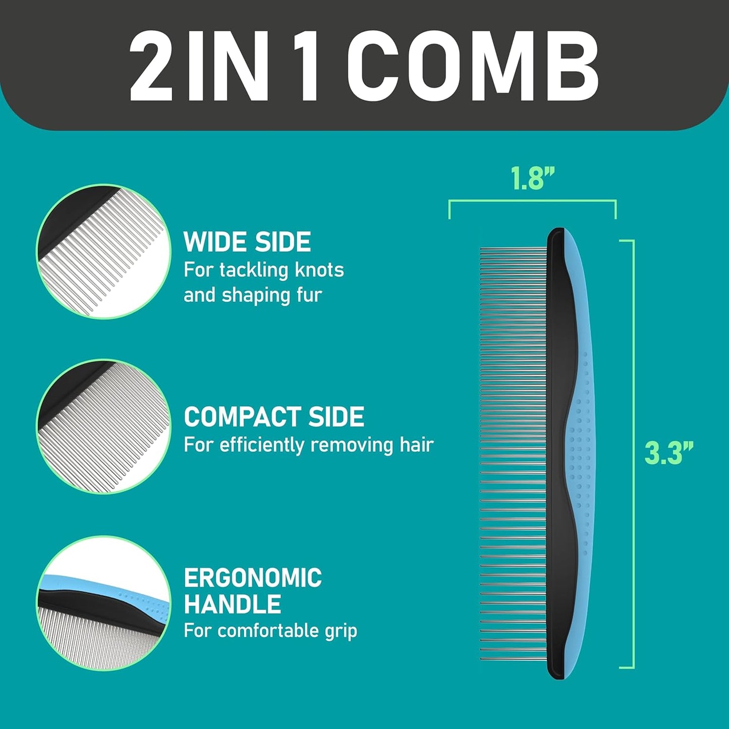 Maxpower Planet Pet Grooming Brush - Double Sided Shedding and Dematting Undercoat Rake Comb for Dogs and Cats,Extra Wide, Blue, Dog Grooming Brush, Dog Shedding Brush