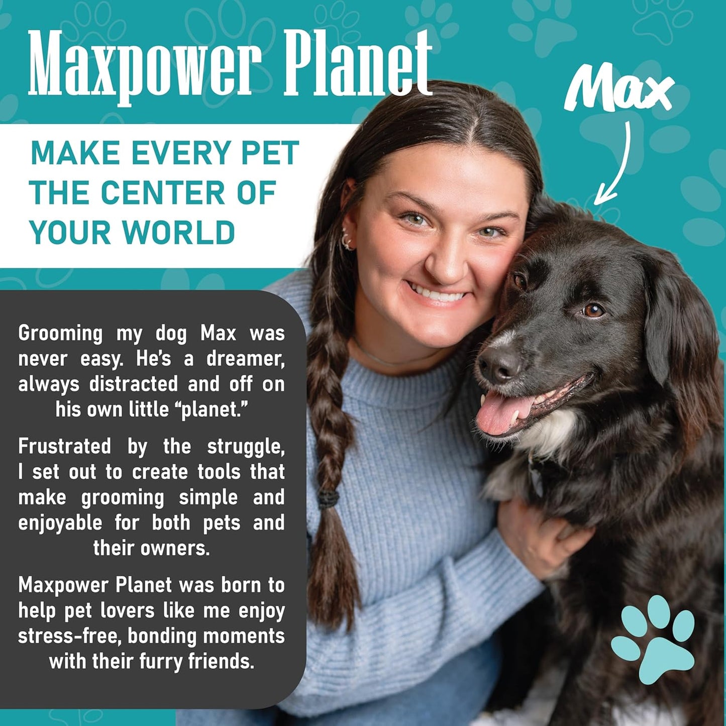 Maxpower Planet Pet Grooming Brush - Double Sided Shedding and Dematting Undercoat Rake Comb for Dogs and Cats,Extra Wide, Blue, Dog Grooming Brush, Dog Shedding Brush