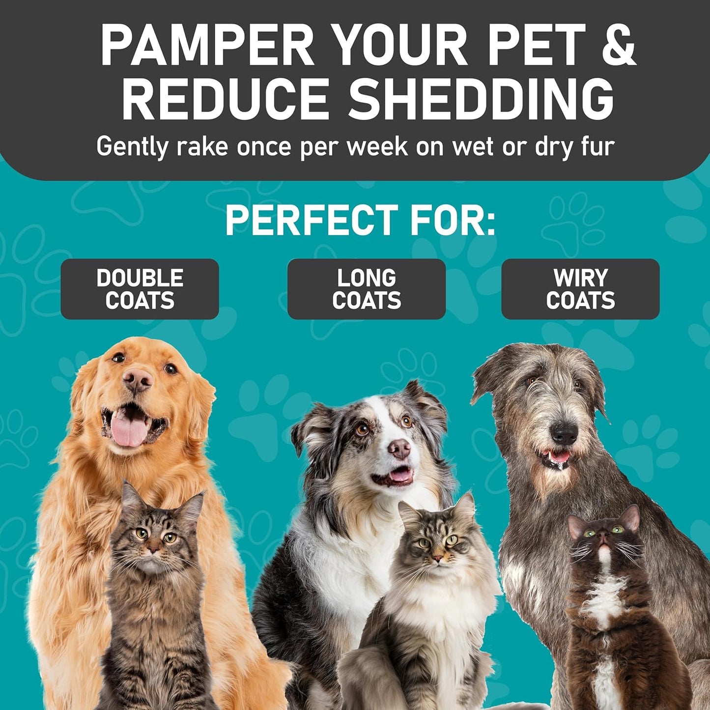 Maxpower Planet Pet Grooming Brush - Double Sided Shedding and Dematting Undercoat Rake Comb for Dogs and Cats,Extra Wide, Blue, Dog Grooming Brush, Dog Shedding Brush
