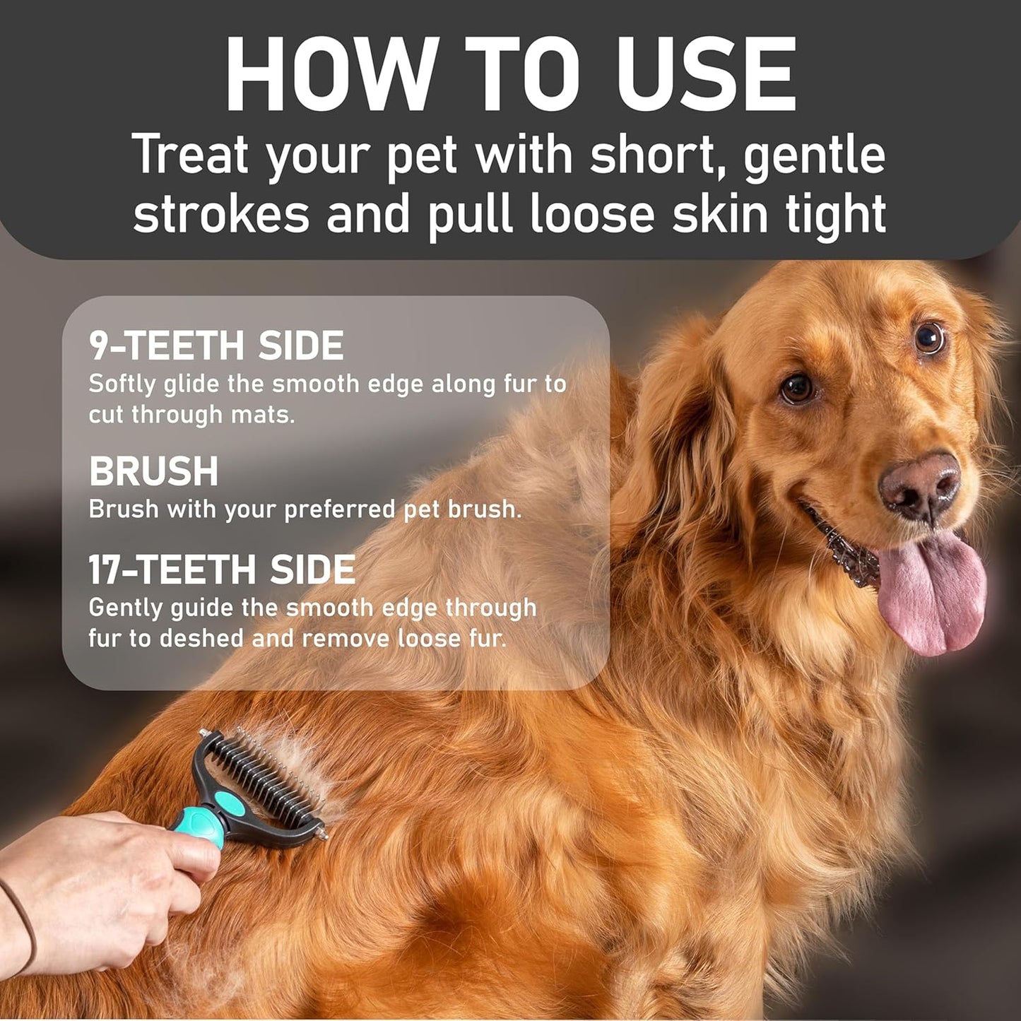 Maxpower Planet Pet Grooming Brush - Double Sided Shedding and Dematting Undercoat Rake Comb for Dogs and Cats,Extra Wide, Blue, Dog Grooming Brush, Dog Shedding Brush