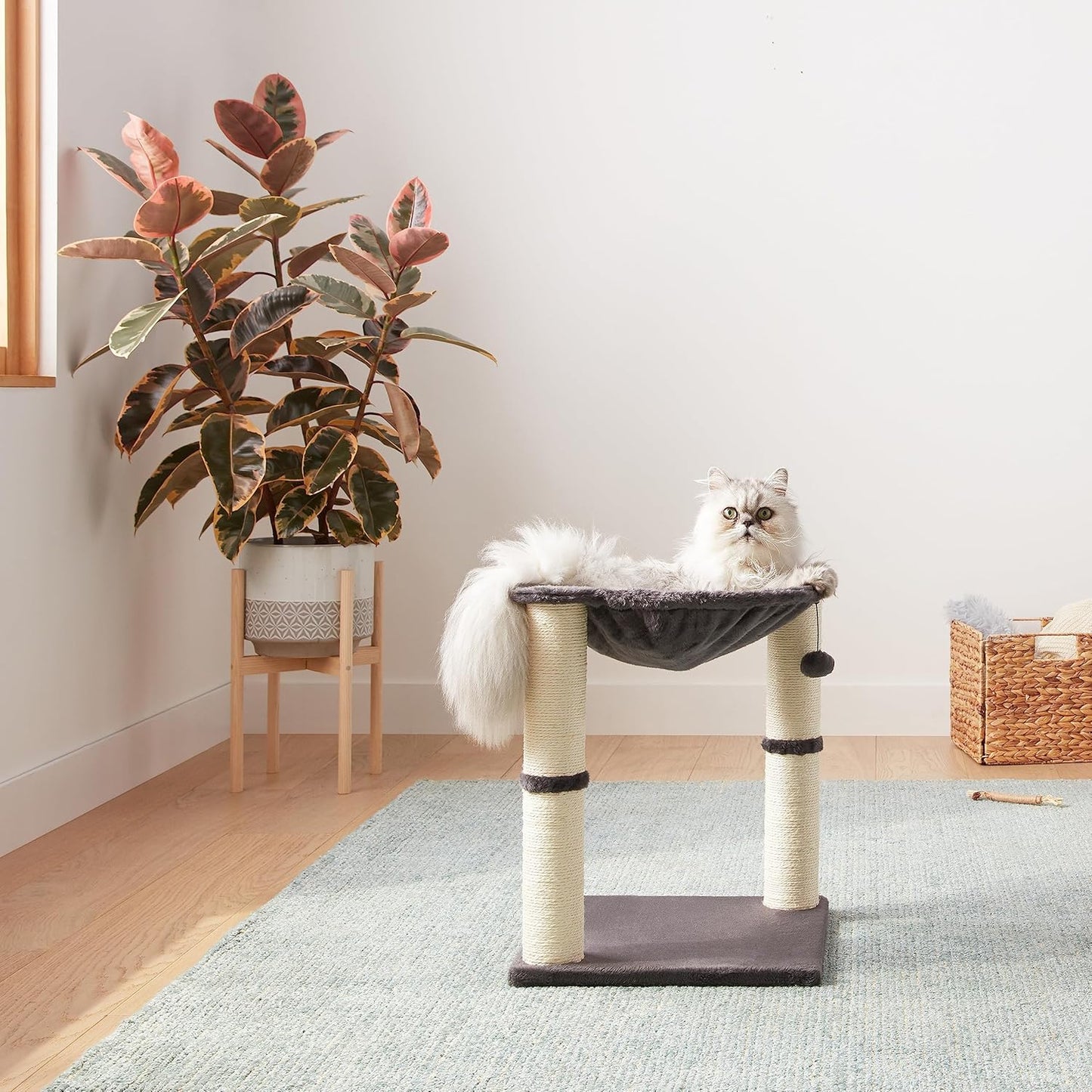 Amazon Basics Cat Tree Tower With Scratching Post And Hammock Bed for Indoor Cat - 40.6 x 51 x 40.6 Cenitmeters, Grey