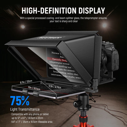 NEEWER X12B 12" Aluminium Teleprompter for iPad, Tablet & DSLR Camera screenshot 3 — PEESHEE Ai