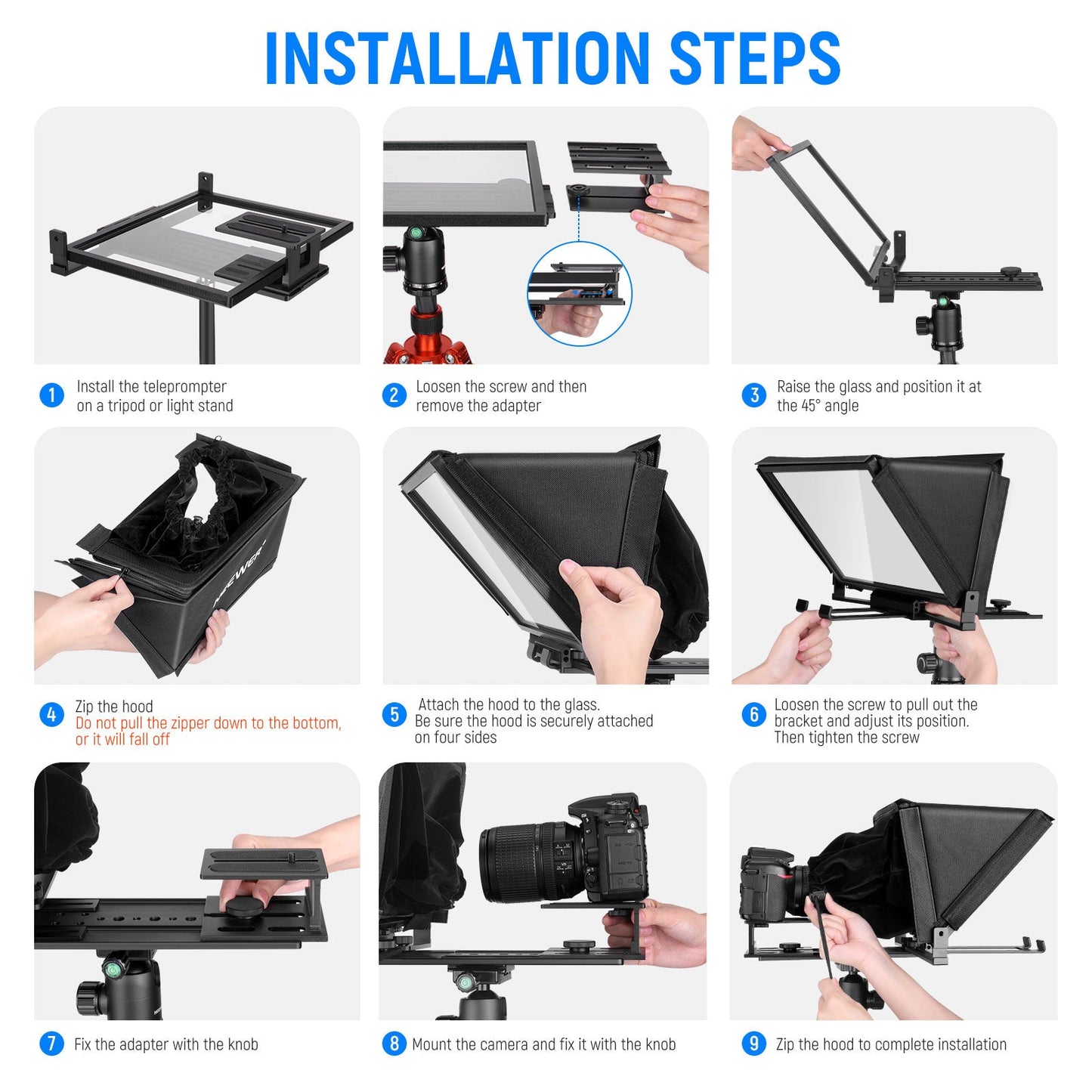 NEEWER X12B 12" Aluminium Teleprompter for iPad, Tablet & DSLR Camera screenshot 5 — PEESHEE Ai