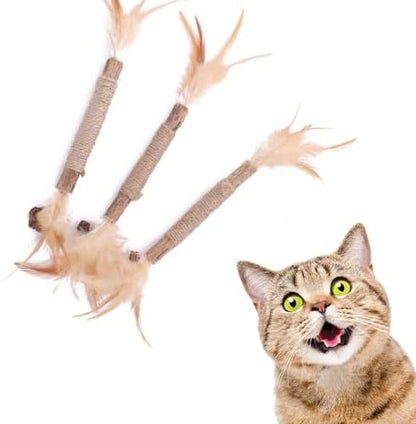 Sawanork 3 PCS Cat Chew Toys, Kitten Chew Sticks for Aggressive Chewers, Silvervine Chew Stick Toy, Large Size Catnip Toys