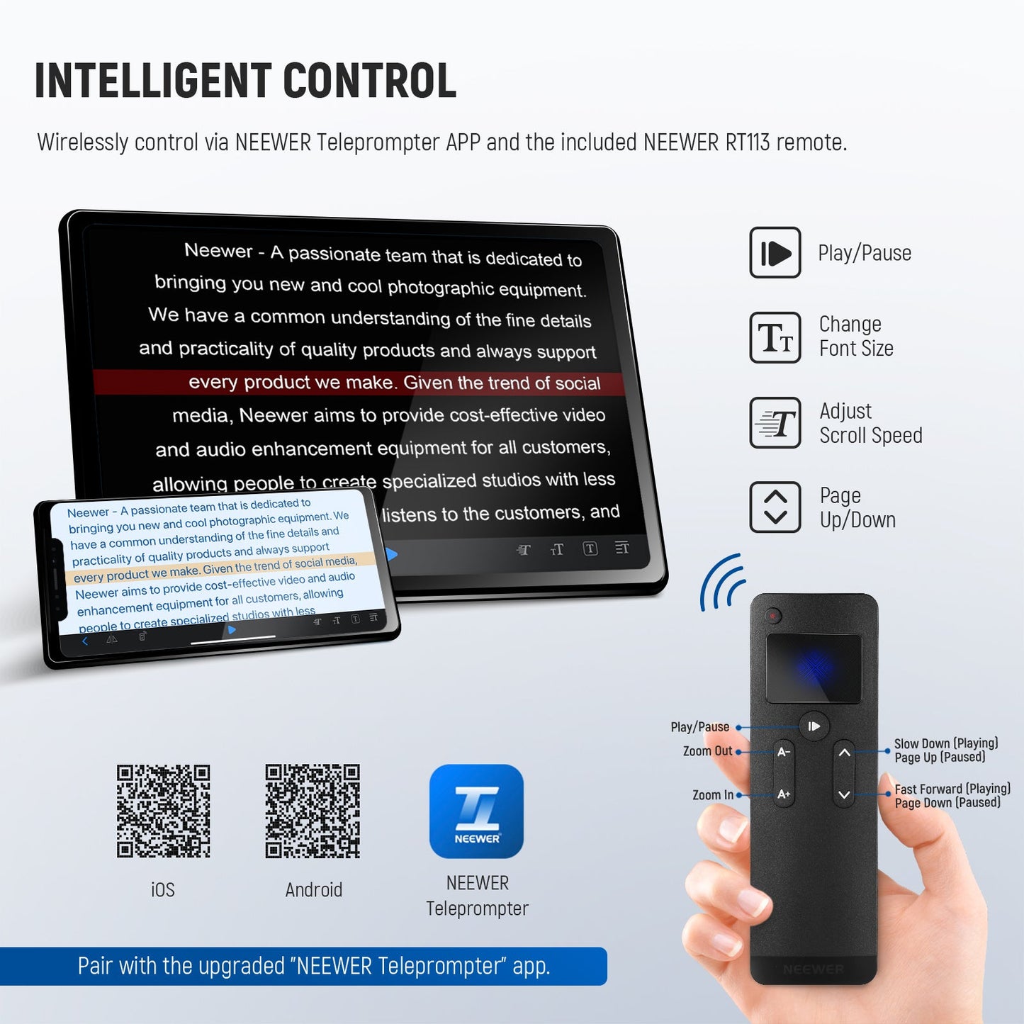NEEWER X17-II 17" HD Professional Teleprompter with RT113 Remote screenshot 4 — PEESHEE Ai