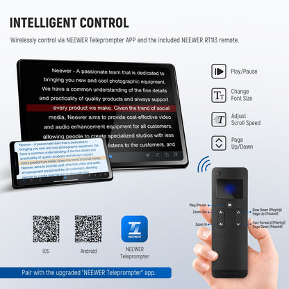 NEEWER X17-II 17" HD Professional Teleprompter with RT113 Remote screenshot 4 — PEESHEE Ai
