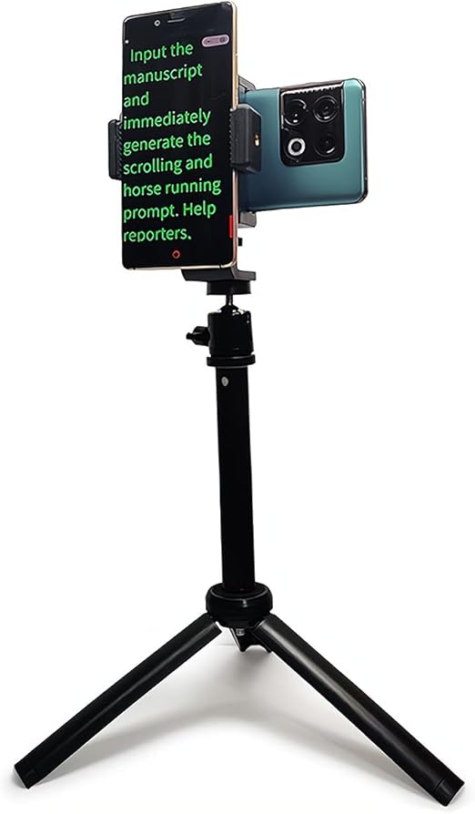 PaiPaiGo Collapsing Dual-Phone Teleprompter for iPhone & Android, 20" Desktop Stand