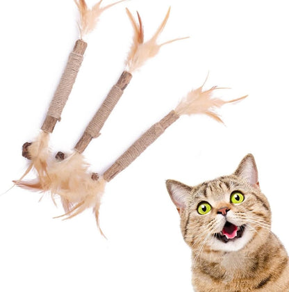 Sawanork 3 PCS Cat Chew Toys, Kitten Chew Sticks for Aggressive Chewers, Silvervine Chew Stick Toy, Large Size Catnip Toys