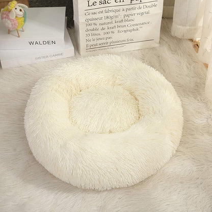 Gavenia Cat Beds for Indoor Cats -20’’x20’’ Washable Donut Cat and Dog Bed,Soft Plush Pet Cushion，Waterproof Bottom - Fluffy Dog and Cat Calming & Self-Warming Bed for and Sleep Improvement (Beige)