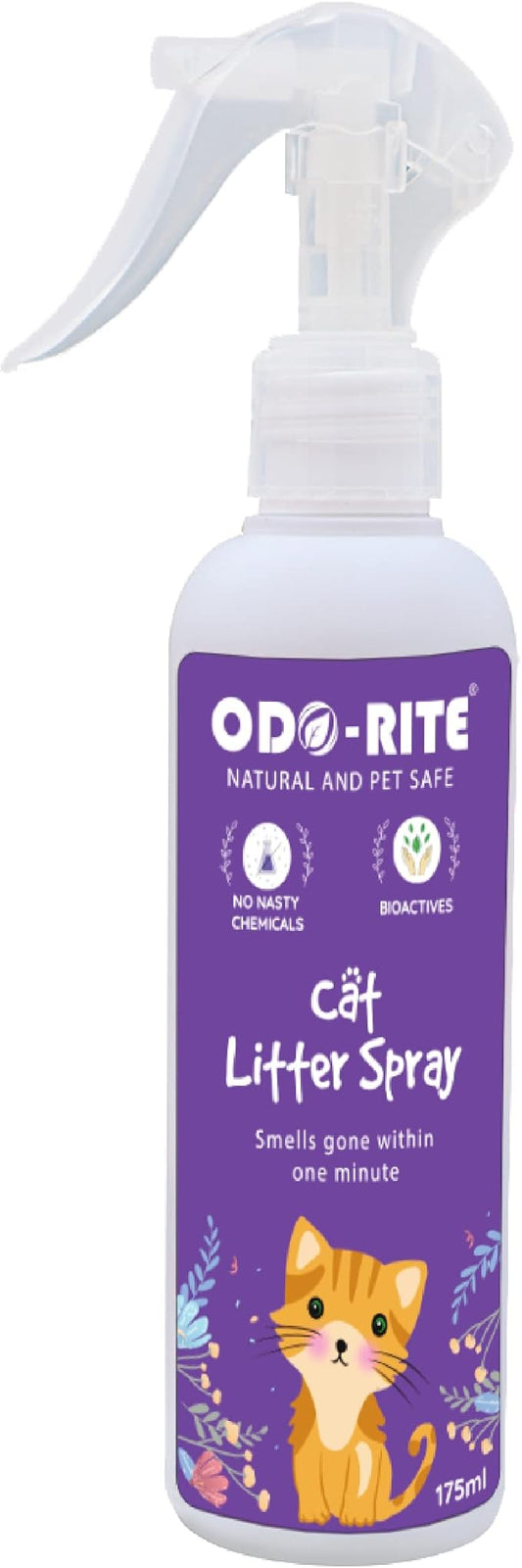 ODO-RITE Cat Litter Spray, Odour Eliminator (175 ml) Removes Smell from Litter Box
