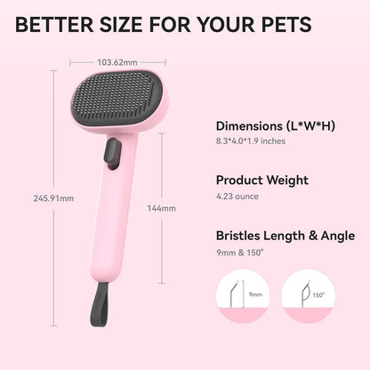 aumuca Cat Brush for Shedding and Grooming, Self Cleaning Slicker Brush for Short or Long Haired Cats, Pet Dog Hair Brush for Puppy Kitten Massage Removes Loose Undercoat, Mats, Tangled Hair, Shed Fur