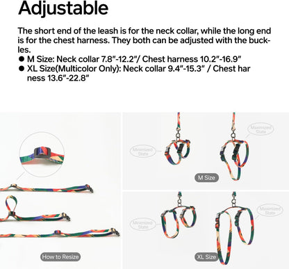 pidan Cat Harness and Leash Set, Cats Escape Proof - Adjustable Kitten Harness for Large Small Cats, Lightweight Soft Walking Travel Petsafe Harness (Multicolor)