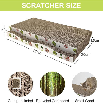 NeoStyle Cat Scratching Board, Indoor Cat Scratching Board with Catnip, Wear-resistant, Protect Furniture from Damage, Suitable for Cats(Wavy (2pcs))