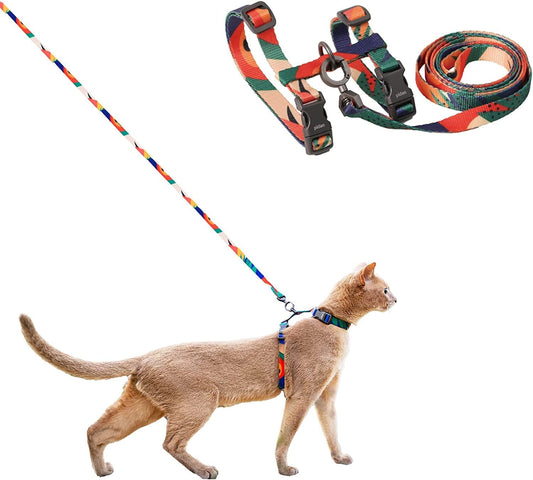pidan Cat Harness and Leash Set, Cats Escape Proof - Adjustable Kitten Harness for Large Small Cats, Lightweight Soft Walking Travel Petsafe Harness (Multicolor)