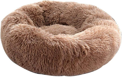 Gavenia Cat Beds for Indoor Cats -20’’x20’’ Washable Donut Cat and Dog Bed,Soft Plush Pet Cushion，Waterproof Bottom - Fluffy Dog and Cat Calming & Self-Warming Bed for and Sleep Improvement (Beige)