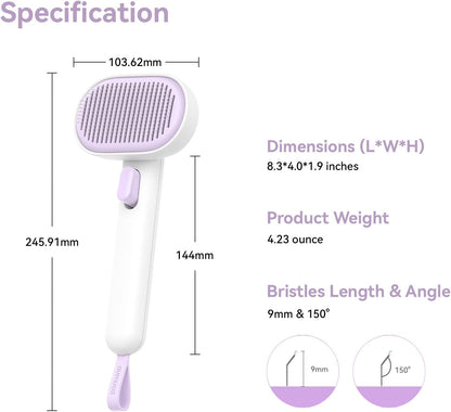 aumuca Cat Brush for Shedding and Grooming, Self Cleaning Slicker Brush for Short or Long Haired Cats, Pet Dog Hair Brush for Puppy Kitten Massage Removes Loose Undercoat, Mats, Tangled Hair, Shed Fur