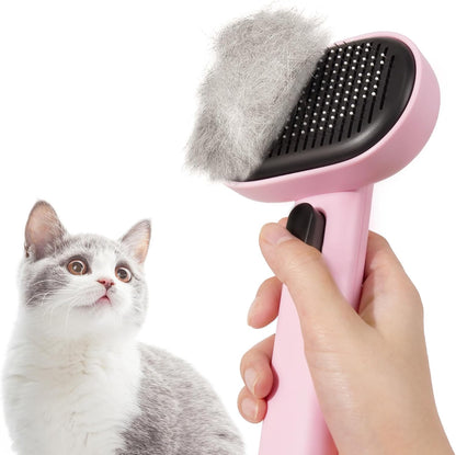 aumuca Cat Brush for Shedding and Grooming, Self Cleaning Slicker Brush for Short or Long Haired Cats, Pet Dog Hair Brush for Puppy Kitten Massage Removes Loose Undercoat, Mats, Tangled Hair, Shed Fur