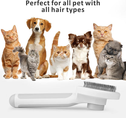 Baytion Pet Grooming Brush, Cats Dogs Brushes for Long Haired & Short Hair, Supple Stainless Steel Bristles Quick Cleaning of the Brush to Remove Tangles Dead Undercoat and Dirt