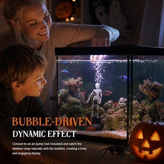 "Dancing Skeleton" Aquarium Decor Set - Includes Air Tube Connector