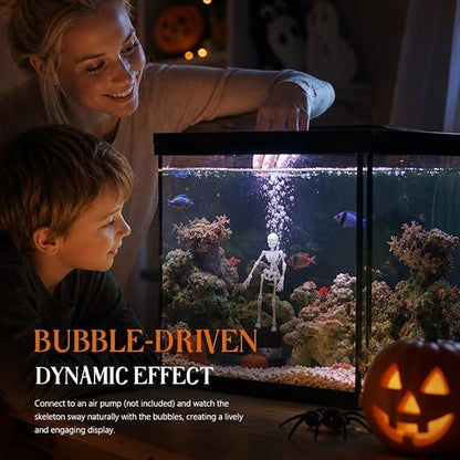 "Dancing Skeleton" Aquarium Decor Set - Includes Air Tube Connector
