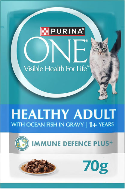 PURINA ONE Wet Cat Healthy Adult with Ocean Fish (70g, Pack of 12)