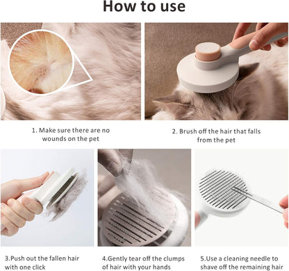 Baytion Pet Grooming Brush, Cats Dogs Brushes for Long Haired & Short Hair, Supple Stainless Steel Bristles Quick Cleaning of the Brush to Remove Tangles Dead Undercoat and Dirt