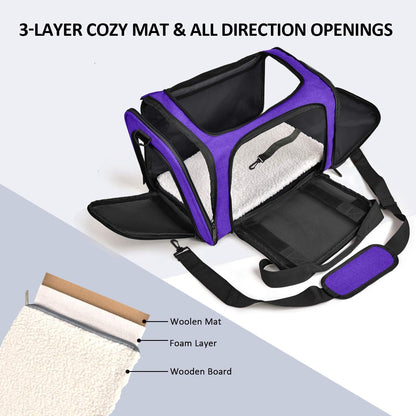 Henkelion Cat Carriers Dog Carrier Pet for Small Medium Cats Dogs Puppies up to 15 Lbs, TSA Airline Approved Soft Sided, Collapsible Travel Puppy - Black