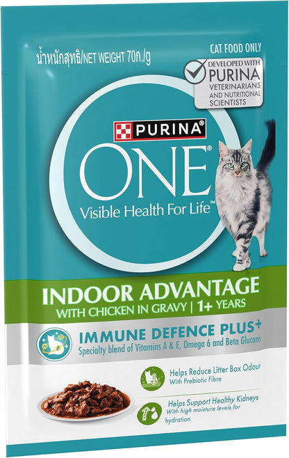 PURINA ONE Wet Cat Indoor Advantage with Chicken 70g Pack of 12