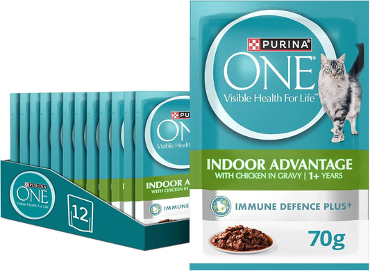 PURINA ONE Wet Cat Indoor Advantage with Chicken 70g Pack of 12