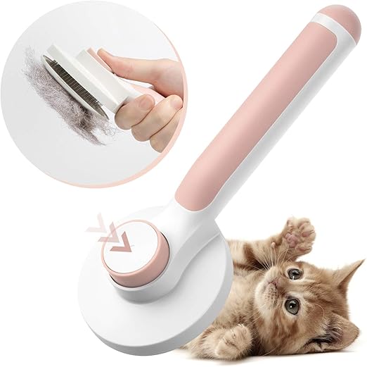 Baytion Pet Grooming Brush, Cats Dogs Brushes for Long Haired & Short Hair, Supple Stainless Steel Bristles Quick Cleaning of the Brush to Remove Tangles Dead Undercoat and Dirt
