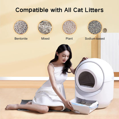 BCHARYA Cleanpethome Self Cleaning Cat Litter Box, Automatic Cat Litter Box with APP Control Odor Removal Safety Protection for Multiple Cats, AUTOCLEAN-1, White