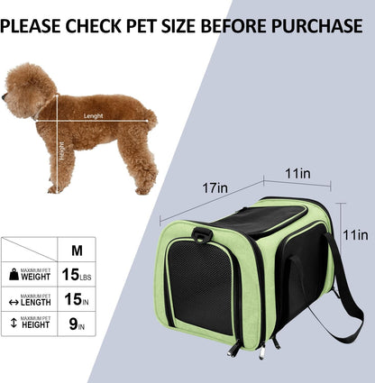 Henkelion Cat Carriers Dog Carrier Pet for Small Medium Cats Dogs Puppies up to 15 Lbs, TSA Airline Approved Soft Sided, Collapsible Travel Puppy - Black