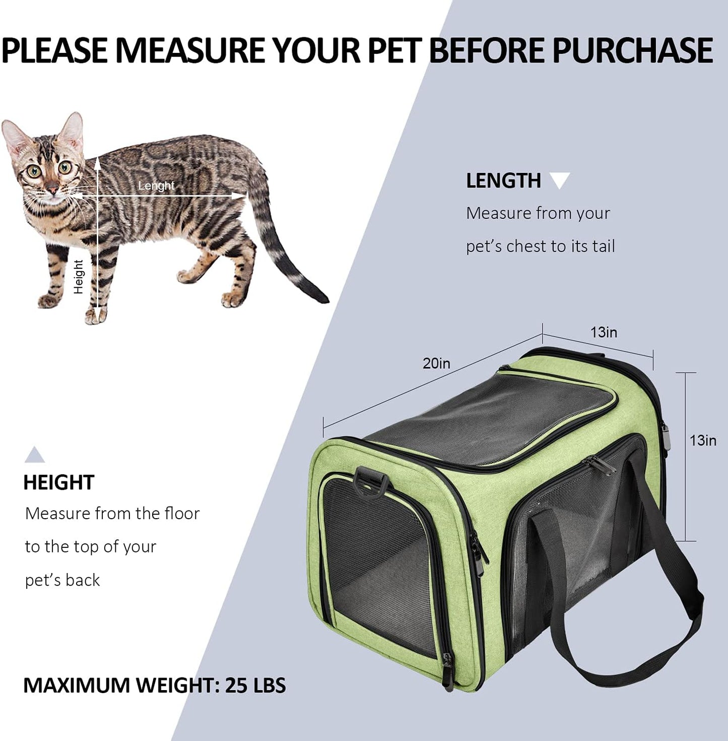 Henkelion Cat Carriers Dog Carrier Pet for Small Medium Cats Dogs Puppies up to 15 Lbs, TSA Airline Approved Soft Sided, Collapsible Travel Puppy - Black