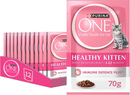 PURINA ONE Wet Healthy Kitten with Chicken 70g (Pack of 12)