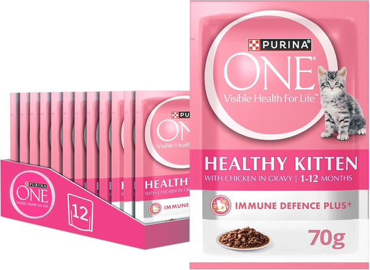 PURINA ONE Wet Healthy Kitten with Chicken 70g (Pack of 12)
