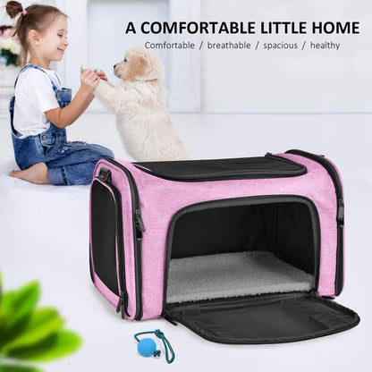 Henkelion Cat Carriers Dog Carrier Pet for Small Medium Cats Dogs Puppies up to 15 Lbs, TSA Airline Approved Soft Sided, Collapsible Travel Puppy - Black