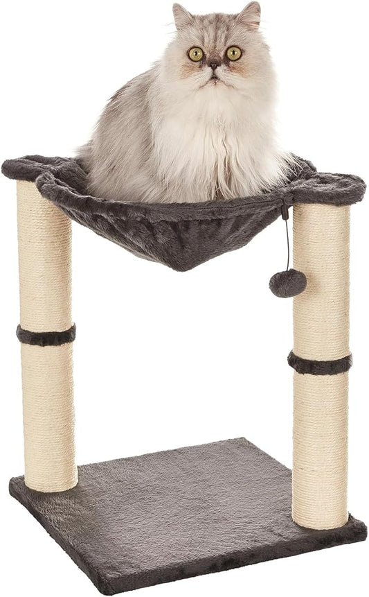 Amazon Basics Cat Tree Tower With Scratching Post And Hammock Bed for Indoor Cat - 40.6 x 51 x 40.6 Cenitmeters, Grey