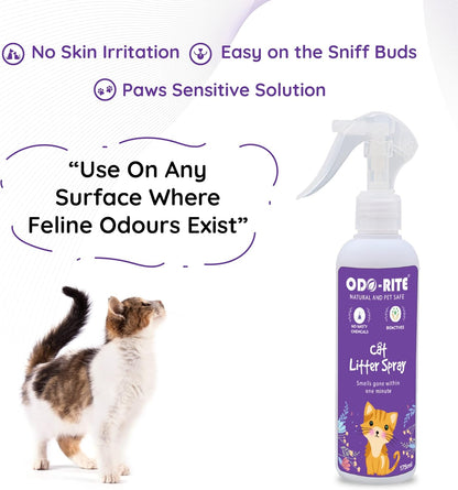 ODO-RITE Cat Litter Spray, Odour Eliminator (175 ml) Removes Smell from Litter Box