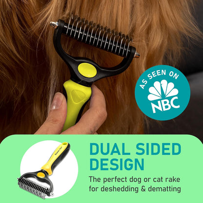 Maxpower Planet Pet Grooming Brush - Double Sided Shedding and Dematting Undercoat Rake Comb for Dogs and Cats,Extra Wide, Blue, Dog Grooming Brush, Dog Shedding Brush