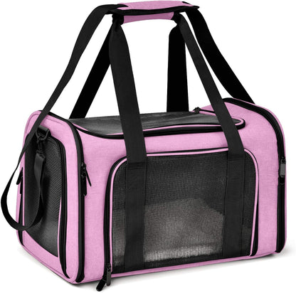 Henkelion Cat Carriers Dog Carrier Pet for Small Medium Cats Dogs Puppies up to 15 Lbs, TSA Airline Approved Soft Sided, Collapsible Travel Puppy - Black