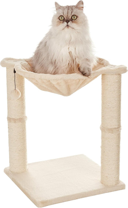 Amazon Basics Cat Tree Tower With Scratching Post And Hammock Bed for Indoor Cat - 40.6 x 51 x 40.6 Cenitmeters, Grey